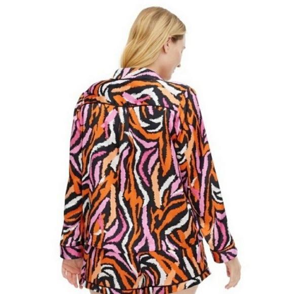 Diane Von Furstenberg Target Long Sleeve Notch Collar Disco Zebra Pj Top XXS - Picture 2 of 6